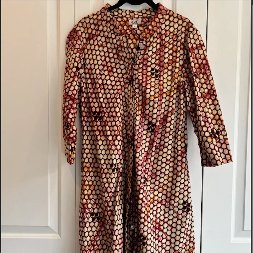 Zuri, Honeycomb Pattern, Medium, 3/4 Sleeve, Shirt Dress